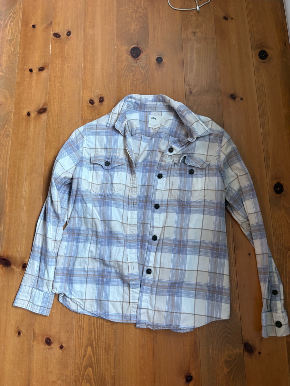 Light White and Purple m Plaid women’s Button-Up Shirt - S